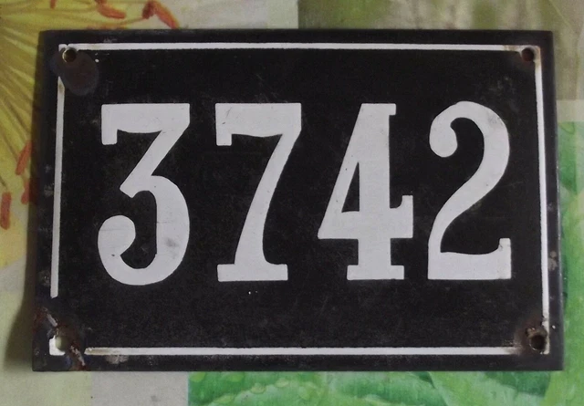 Grande Old Black French House Number 3742 Door Gate da Parete Piatto D Metallo+