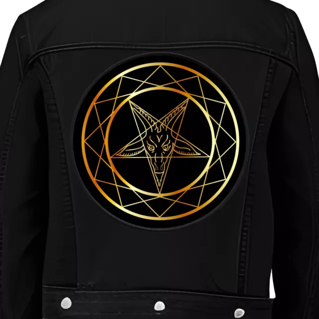 LARGE Baphomet Pentagram Iron/Sew On Backpatch Satanic Occult Metal Back Patch