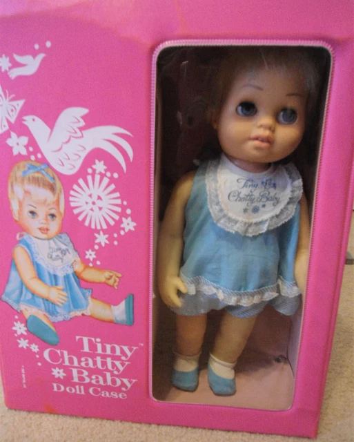 Mattel 1963 15” Tiny Chatty Baby Doll w/Case and Accessories Mattel 1963 15” Tiny Chatty Baby Doll w/Case and Accessories