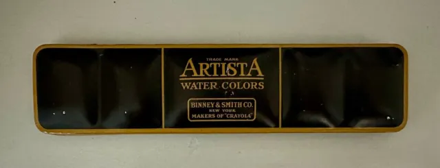 Vintage ARTISTA Water Colors Binney & Smith Paint Tin Metal Box * As Is