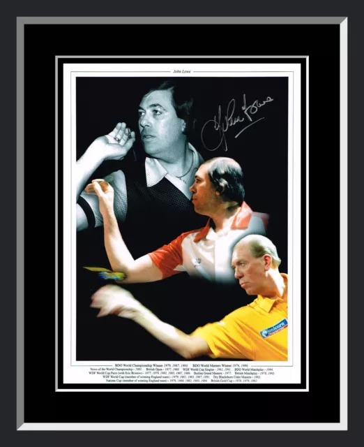 New John Lowe Signed And Framed Darts Photograph.