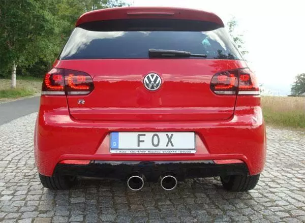 Fox Sportauspuff Medio 2x90mm Arrotolato Obliquo per VW Golf 6 R 4-motion 2.0l