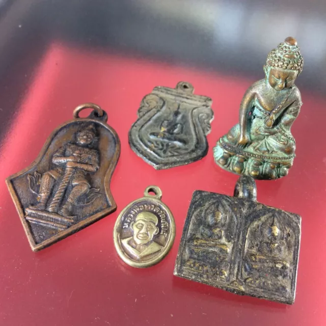 RARE 5 Coins TAKRUT TALISMAN Pendant Thai Amulet Coin Old Magic Power Protect a5