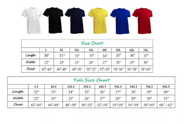 Mens Big and Tall Shirts (Short Sleeve Round Neck) - S to 7XLT