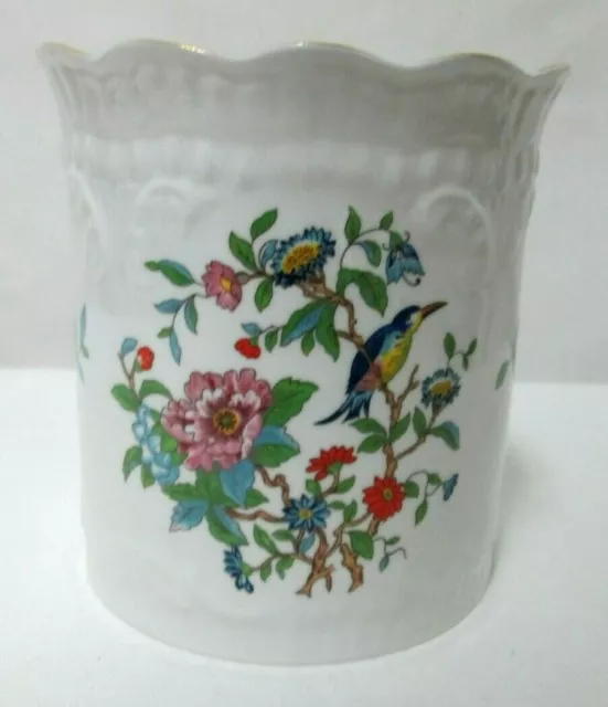 Aynsley Pembroke floral Bird Jar Cannister England Fine Bone China 4.7" x 4.5"