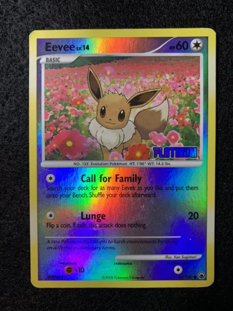 Pokemon Eevee Platinum Reverse Holo 62/100 Burger King Values - MAVIN