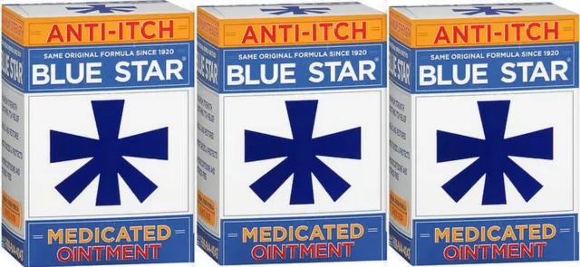 Blue Star Ointment For Ringworm / Eczema Itching 2oz  ( 3 pack ) ^