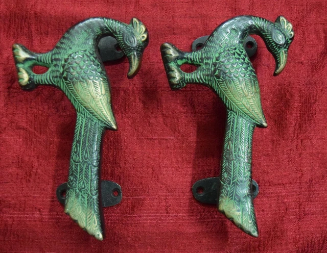 Peacock Bird Shape Door Handle Brass Handmade Home Office Door Decor Gift VR234