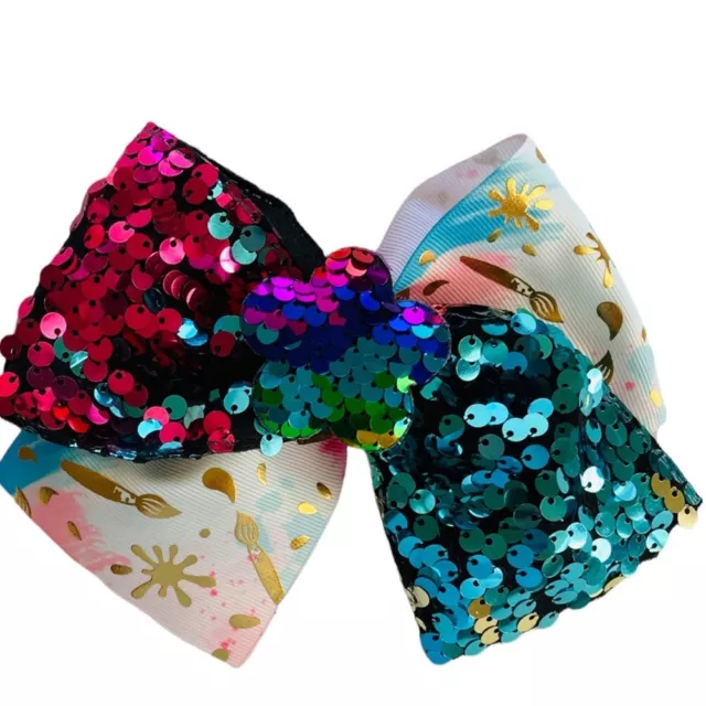 Hair Bows Clover Cheer For Girls and Toddler Grosgrain Sequins Ribbons Handmade