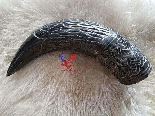 Raven Viking Drinking Horn