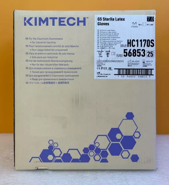Kimtech G5/56853 200 Pairs, Size 7 (Small) Kleenguard Sterile Latex Gloves. New!