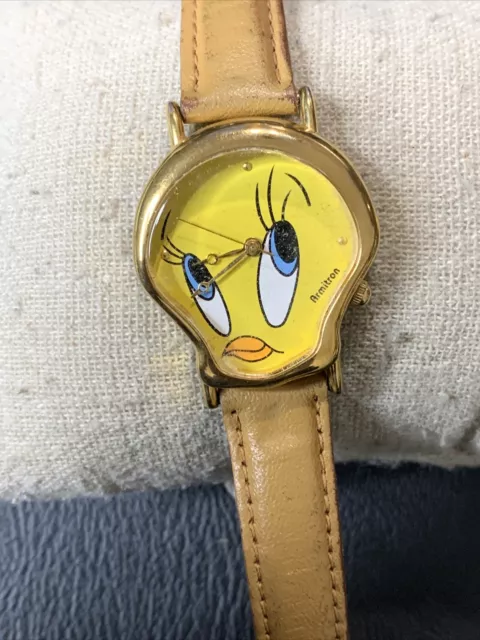 Vintage Armitron Womens Tweety Bird Head Looney Tunes Quartz Watch 2200/308G