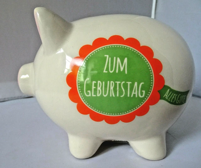 Gilde Keramik Spardose 'Schweinchen' – Weiß Glasiert, Süßes Sparschwein Für Münzen & Kleingeld