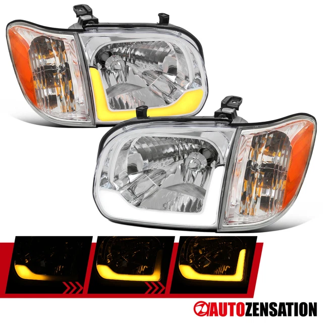 Fit 2005-2006 Toyota Tundra Sequoia Sequential LED Bar Headlights+Corner Lamps