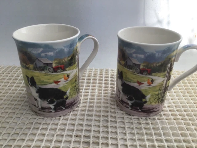 Leonardo Collie & Sheep Coffee Tea Mug 10cm Tall Border Collie collectable x 2