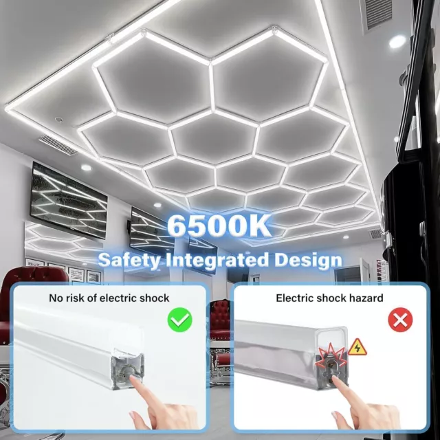 14 Hexagon LED Lighting Detailing Garage Workshop Retail Car Showroom Custom 3