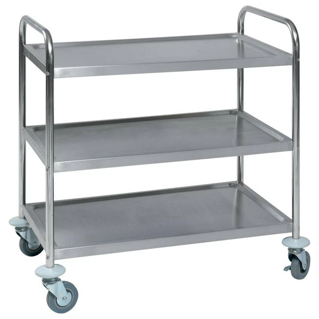 Carrello da tavolo I/D con 3 piani di carico 790x500, acciaio inox (carrello da trasporto)