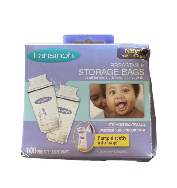 Lansinoh Breastmilk Storage Bags, 100 Pre-Sterlized Bags New Dented Box