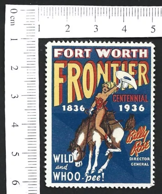 US 1936 Fort Worth Frontier Centennial poster stamp MNH