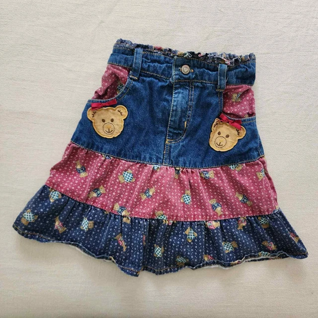 Vintage Gitano Bear Denim Skirt kids 6x