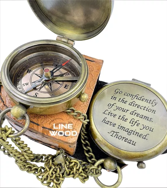 MÉTAL ANTIQUE UNIQUE de boussole de poche en laiton antique vintage avec  EUR 55,28 - PicClick FR