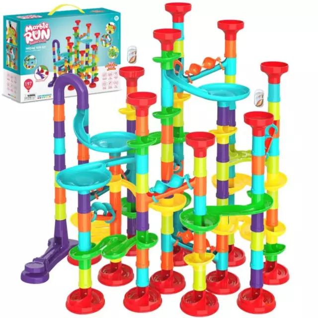 Ucradle Marble Run, 152 Pcs Marble Runs Toy Marble Maze Race Track Game  Set, STEM Educational Learning Toy Construction Building Blocks for Kids  Boys and Girls, Aged 3+ 
