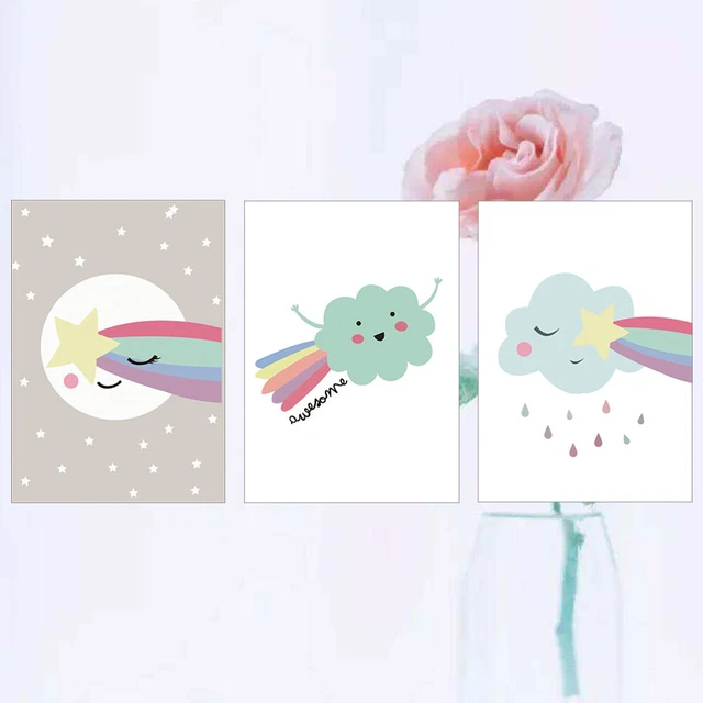3 PIEZAS Creative Star Cloud patrones pintura lienzo sin marco imagen colgante Wan
