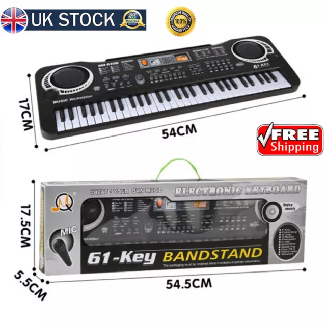 Electronic 61 Keys Keyboard Piano Digital Music Key Board Microphone Xmas Gift