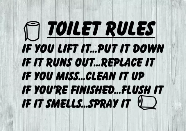 Toilet Rules With Rolls Bathroom Inspired Design Wall Art Decal Vinyl Sticker