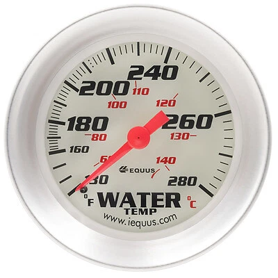 Equus 2-5/8 Dia Water Temp Gauge Silver 130-280 - E8442