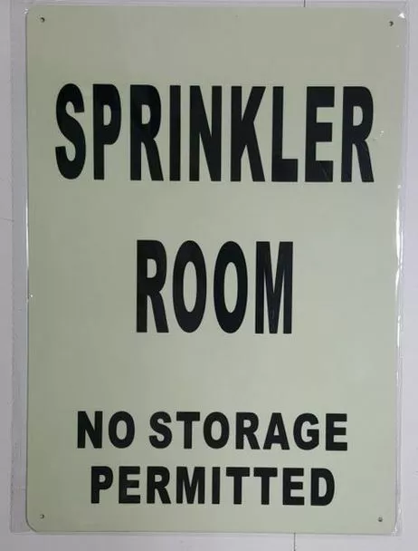 Sprinkler Room Sign Glow In The Dark (Heavy Duty,Aluminum Sign 10X14)