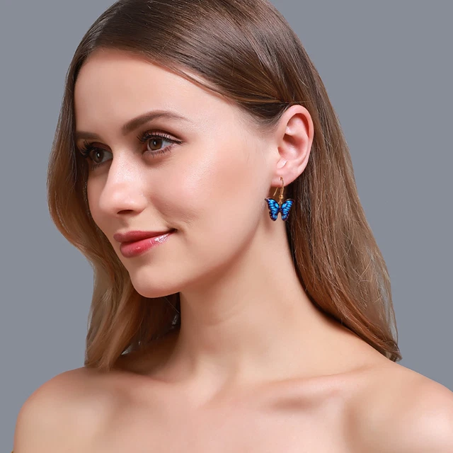 Butterfly Earrings Acrylic Colored Earrings Women And Hoop Earrings with Charms