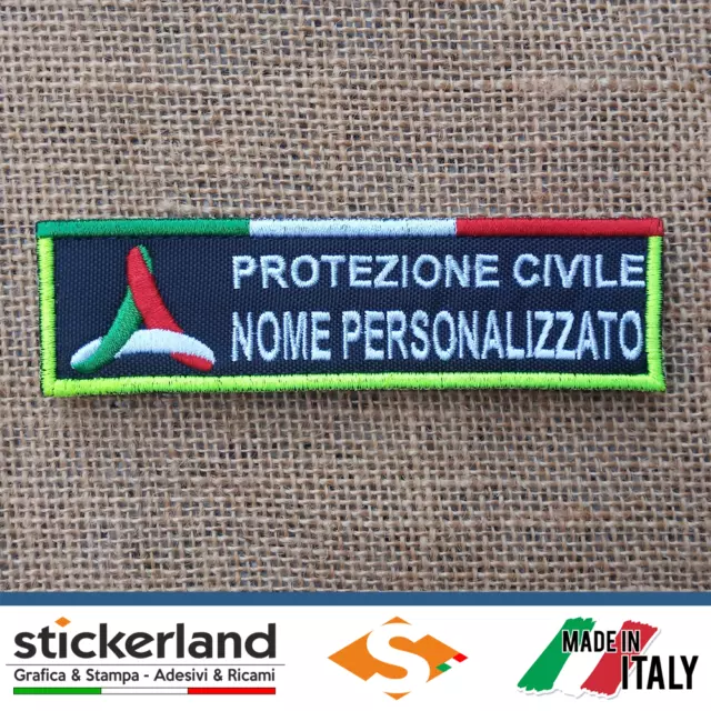 Toppa Patch PROTEZIONE CIVILE - bordo tricolore - Toppe con velcro 12 x 3 cm