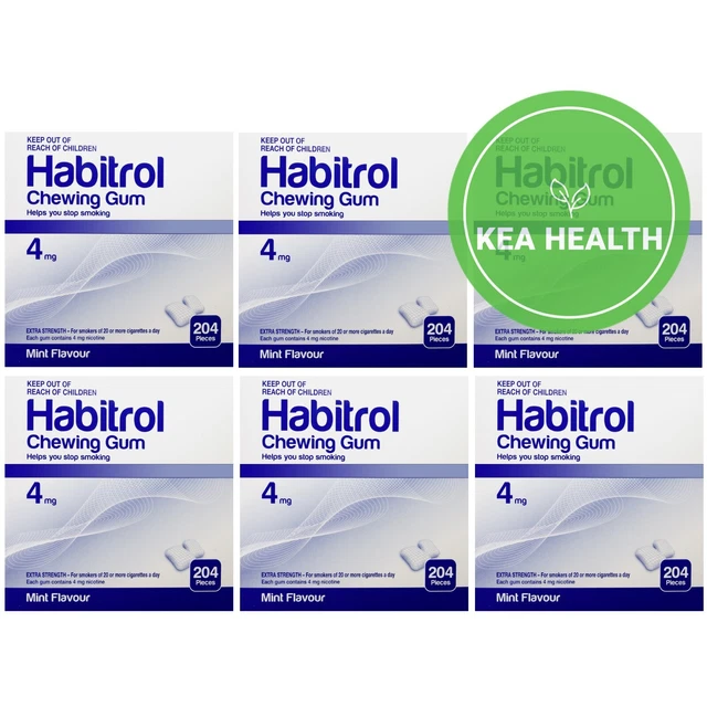 Habitrol Nicotine Gum 4mg Mint 1,224 piece 6 New BULK Box Size QUIT Smoking Now