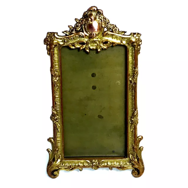 ANCIEN XIXe Cadre Photo Sur Pied Bronze  Style Rocaille Louis XV