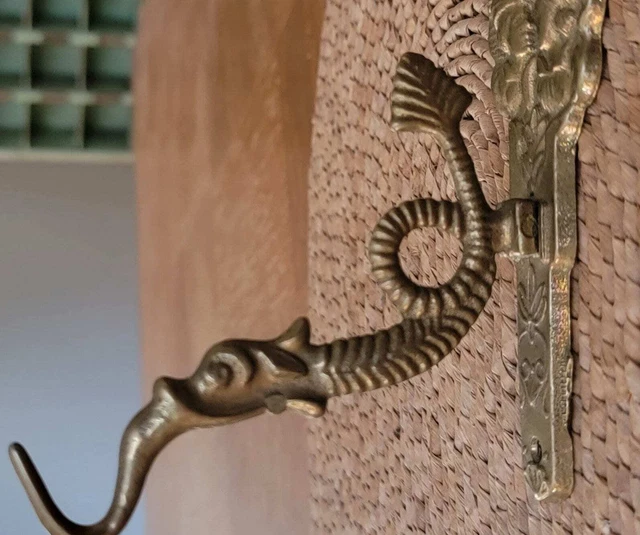 Vintage Brass Wall Hook, Hat Hook, Coat Hook - Dragon, Fish Style 9