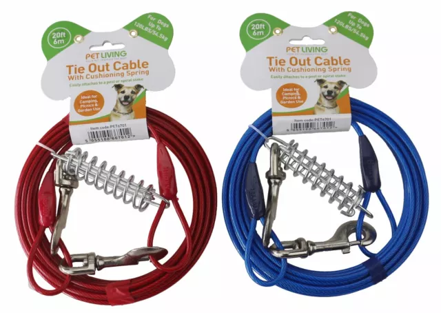 Heavy Duty Tie Out Cable with Cushioning Spring Shock Absorber For Dog  Pet
