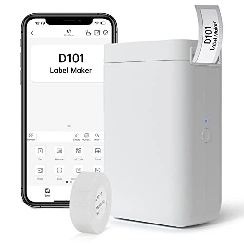 Label Maker Machine D101 Bluetooth Label Maker with Tape 0.4-1 Inch Print Wi