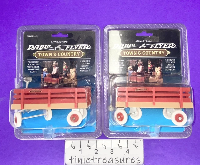 Vtg Set Of 2 Mini Radio Flyer Town & Country Wagon Model #2 Wagons From 1993 NIP