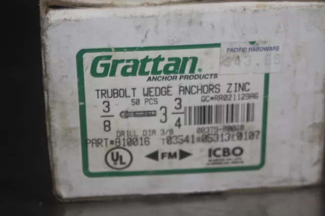 Grattan Trubolt Wedge Anchors 3/8" x 3-3/4" 810016