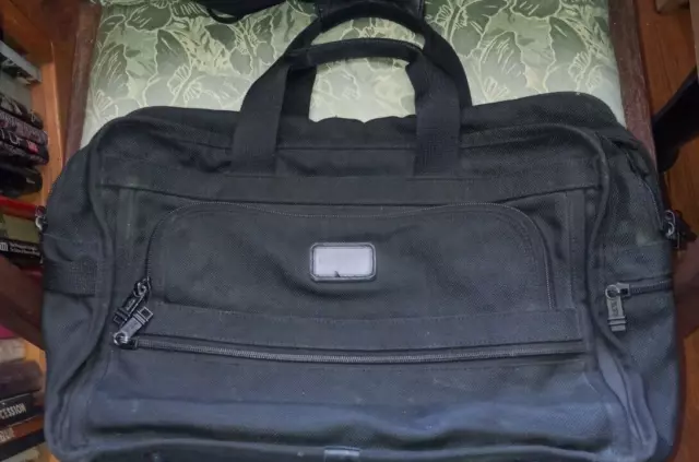 Tumi Alpha Black Ballistic Nylon Briefcase Bag 225D3, Strap and Tag