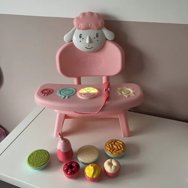 Interactive Feeding Fun High Chair Baby Annabell Lunch Time Table Dolls Toy Food