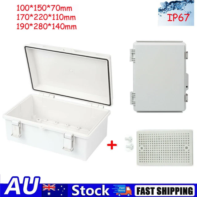 Grey Hinged Lid ABS Electrical Enclosure Junction Boxes Case IP67 Waterproof AU