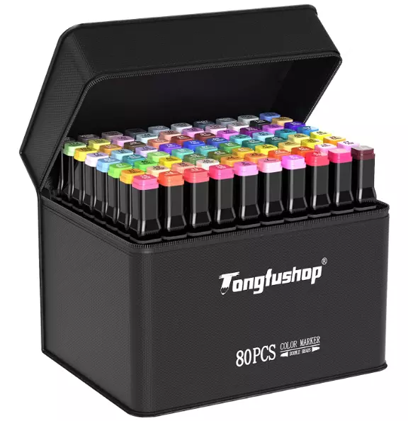 PENNARELLI DOPPIA PUNTA 80 Colori Marcatore Impermeabile Marker Pen Con  Base EUR 28,99 - PicClick IT