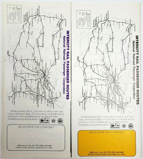 Amtrak NY Washington Chicago Lot 2 Timetable Brochures Vtg 1976 Railroad Train 4