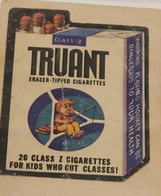 Class Z Truant Eraser Tipped Cigarettes 1970's Wacky Packages TCG Sticker Card