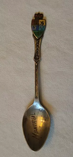 Vintage Montreal Sterling Silver Enamel Crown Crest Souvenir Spoon (X9)