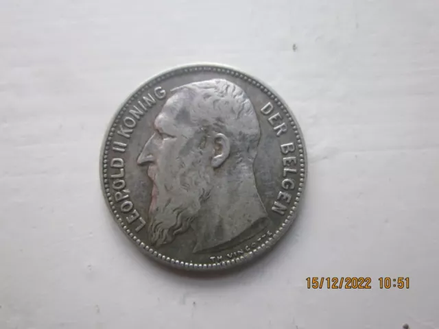 1 franc 1909 Léopold II Roi des Belges argent - 1 frank 1909 Leopold II koning d