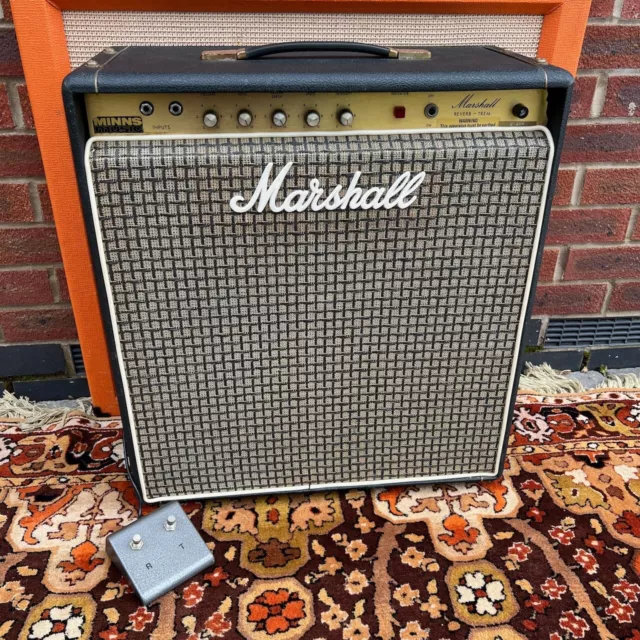 Vintage 1972 Marshall 25w Reverb Tremolo 2046 1x15 Valve Amplifier Combo w Pedal
