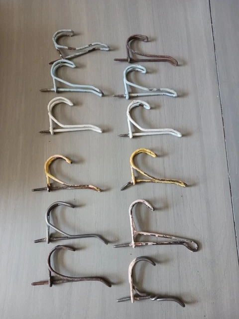 12 Vintage Metal Threaded Wire Hooks Coat hooks Farmhouse antique wire